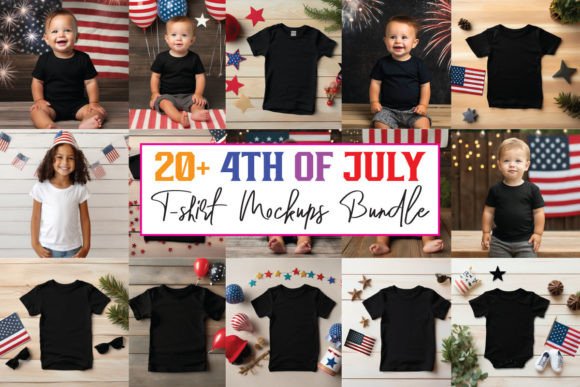 4th of July Black T-Shirt Graphics for Web