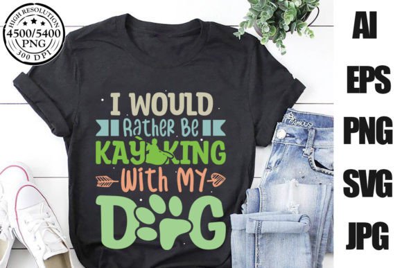 Kayaking Dog Graphics for T-Shirt Designs
