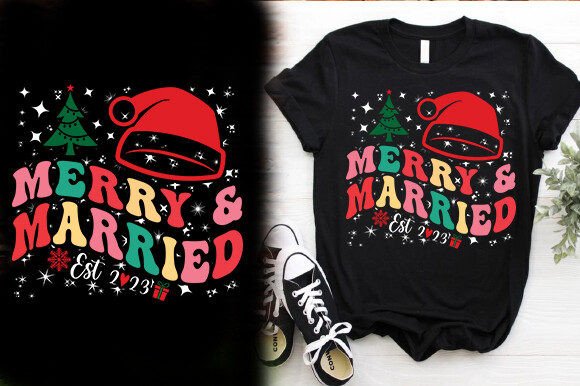 MERRY and MARRIED EST 2023 Graphics for T-Shirt Designs
