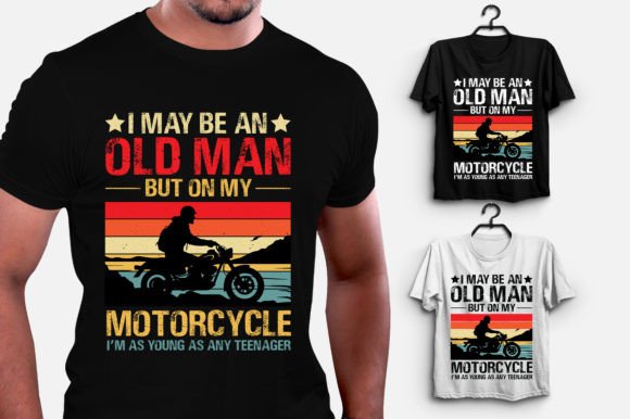 Old Man Motorcycle Graphics for T-Shirt Designs