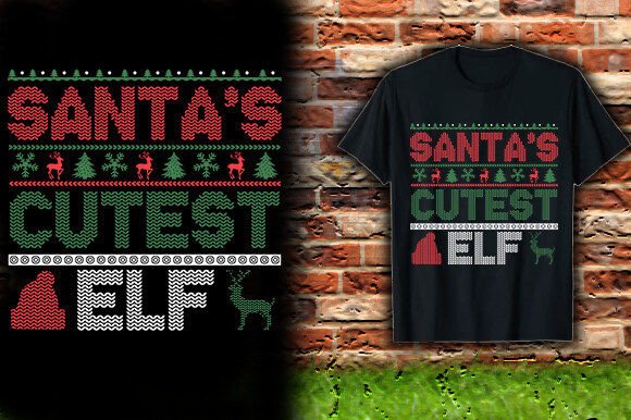 Santa's Cutest Elf Graphics for T-Shirt Designs