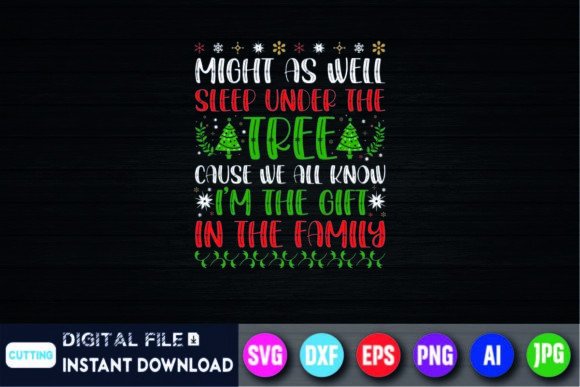 Santa Sleeps Under Tree Graphics for T-Shirt Designs